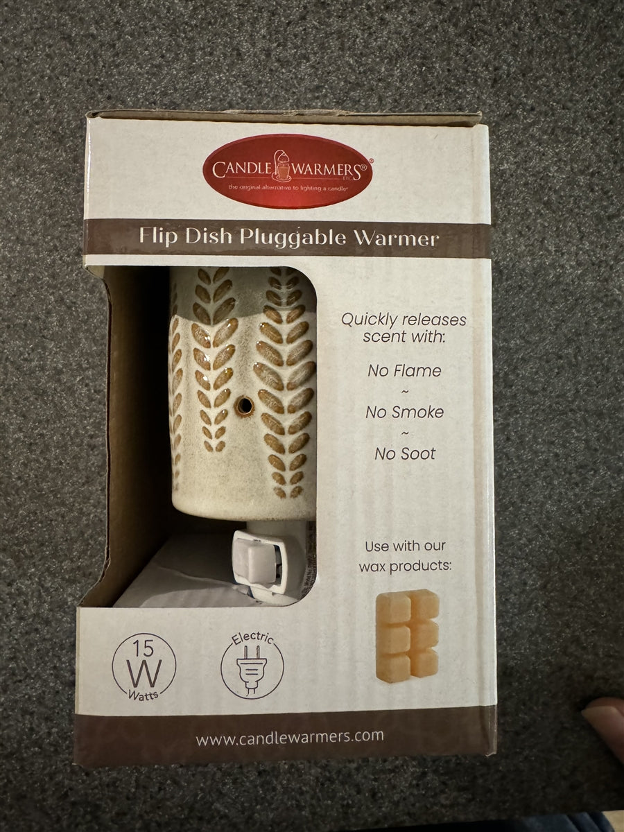 Flip Dish Pluggable Tart Melt Warmer - Wheat & Ivory